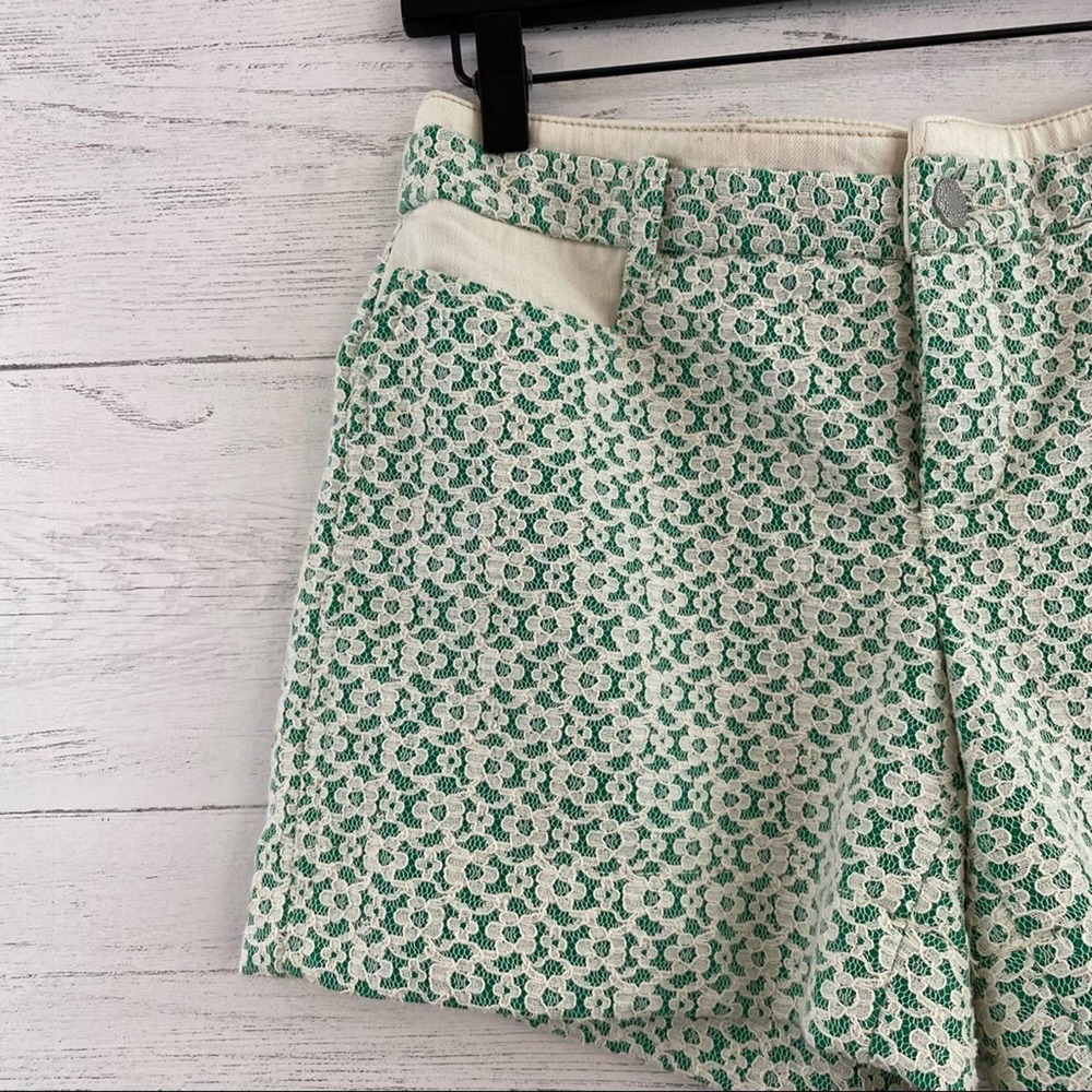 Green Patterned Jean Shorts - Picture 5 of 10